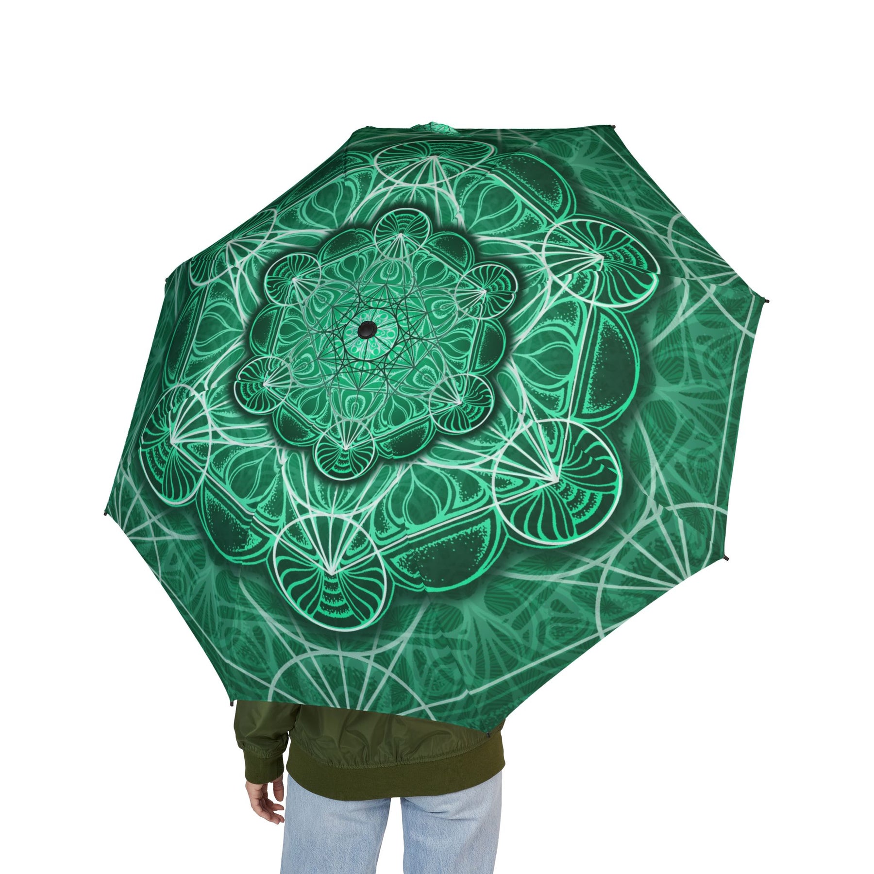 Malachite Mandala Automatic Foldable Umbrella
