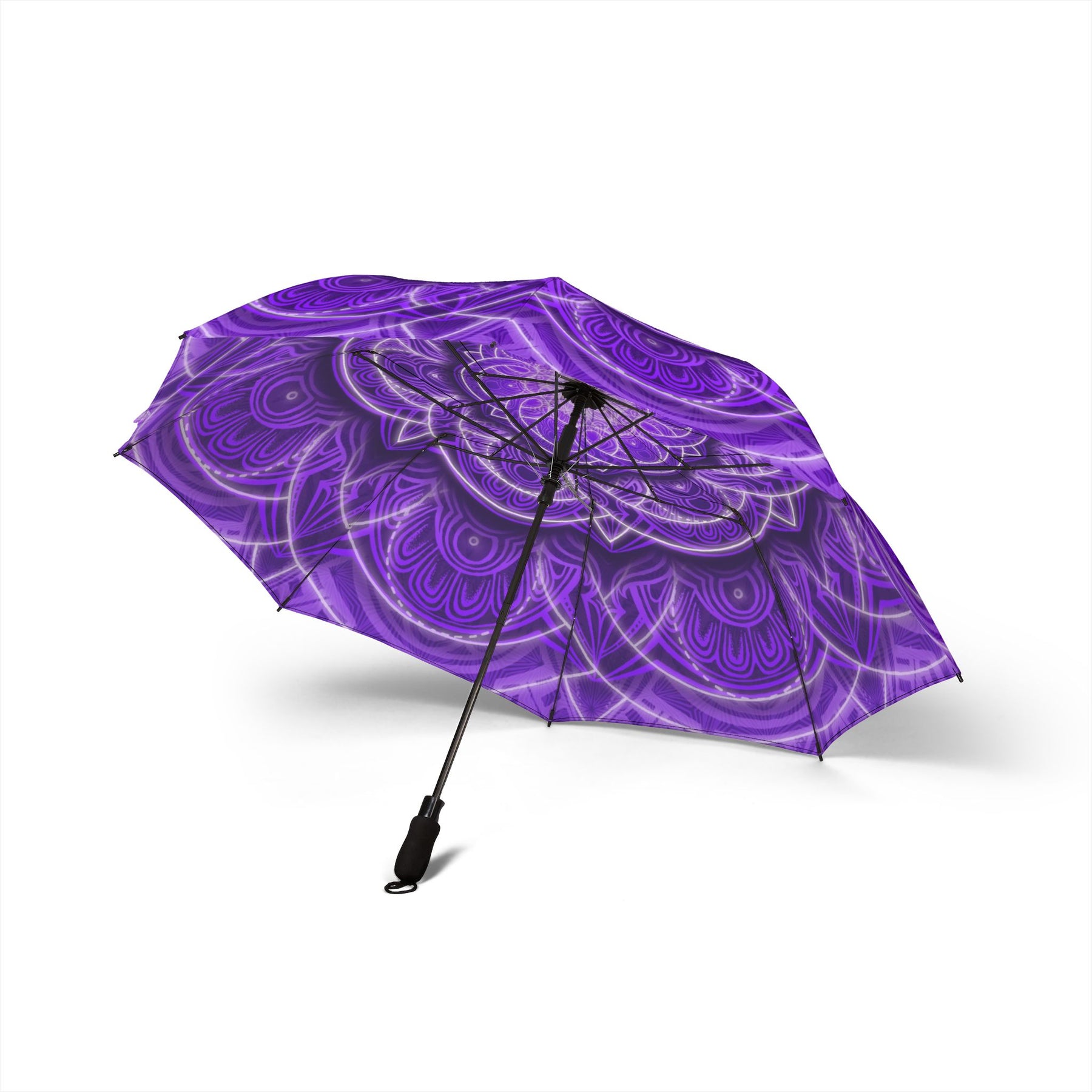 Purple Mandala Automatic Foldable Umbrella