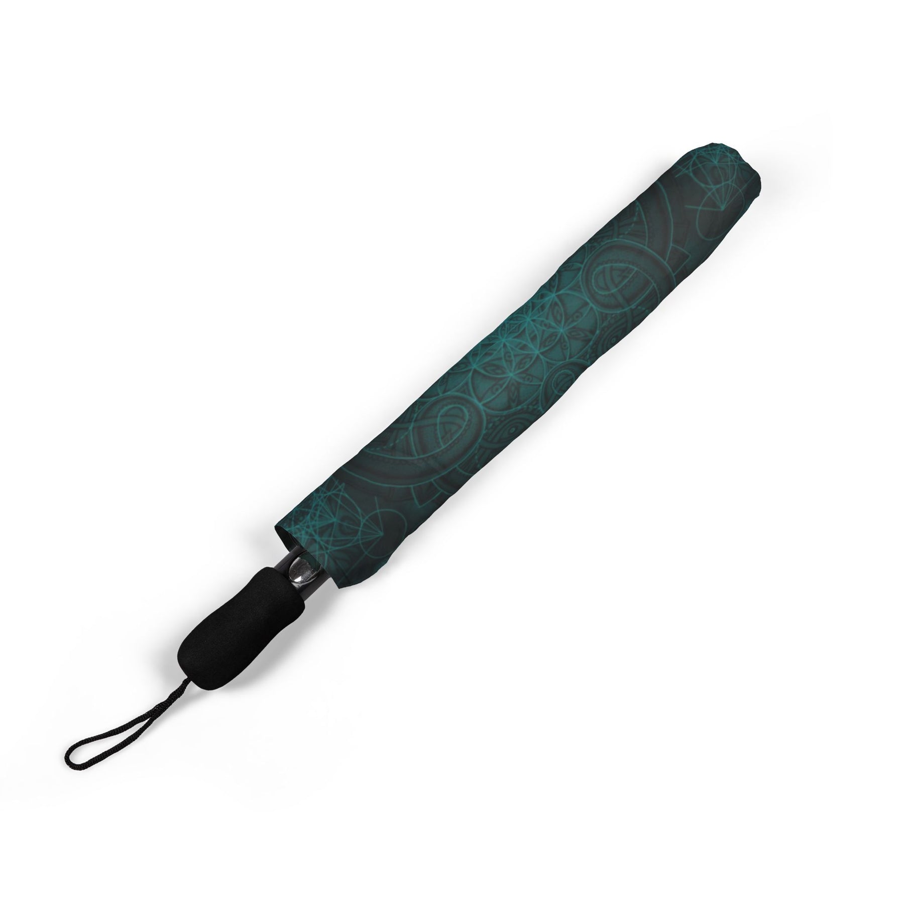 Teal Sacred Geometry Mandala Automatic Foldable Umbrella