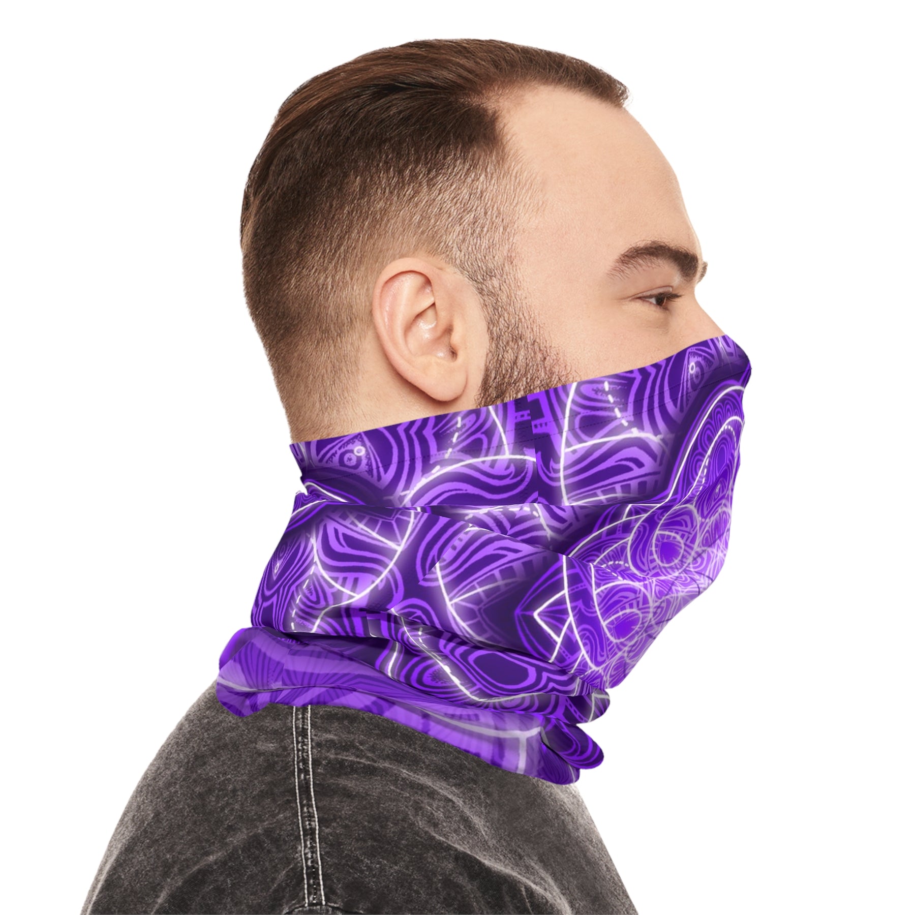 Purple flower of Life Mandala Neck Gaiter - Lightweight Stylish Face Covering for Outdoor Adventures