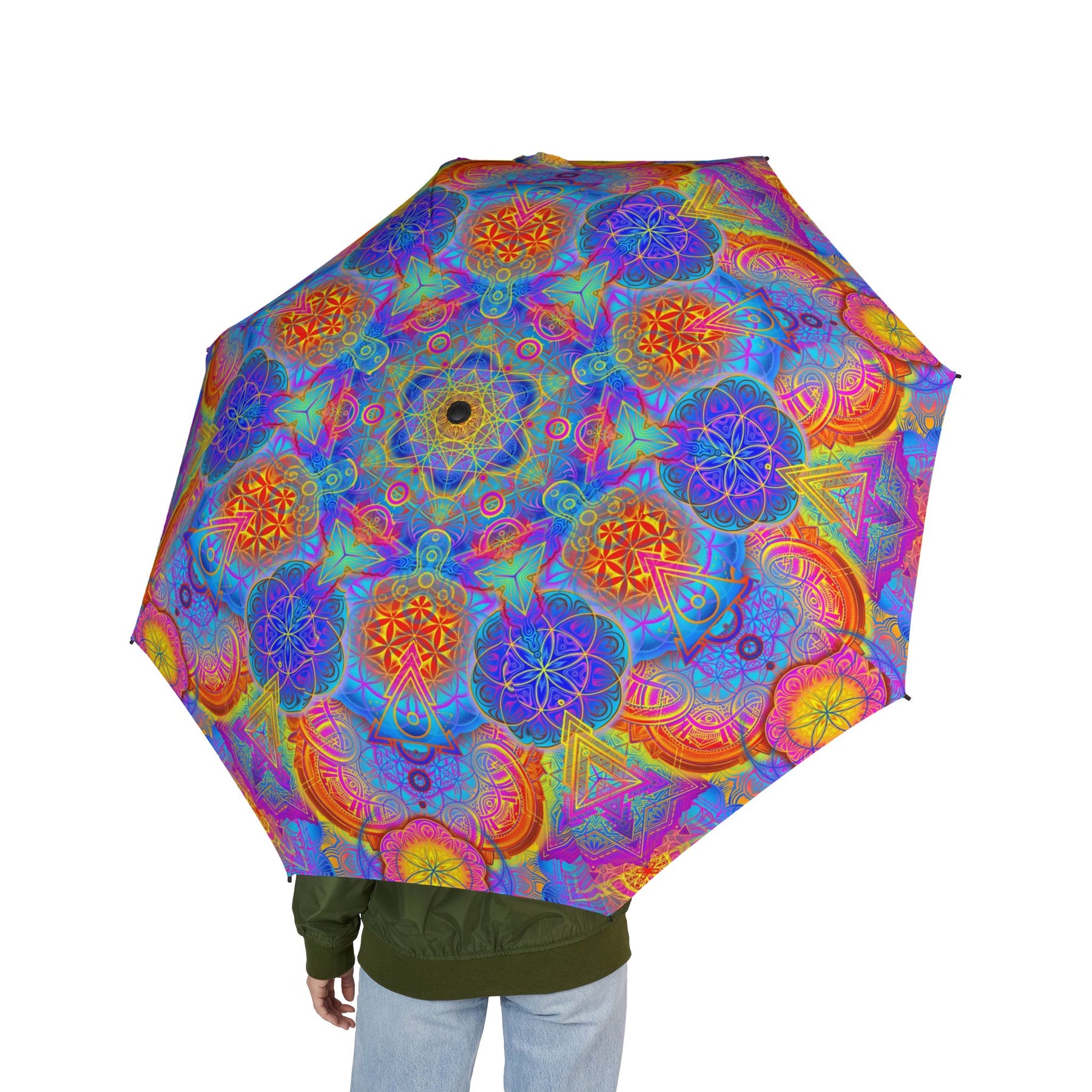 Psychedelic Mandala Automatic Foldable Umbrella