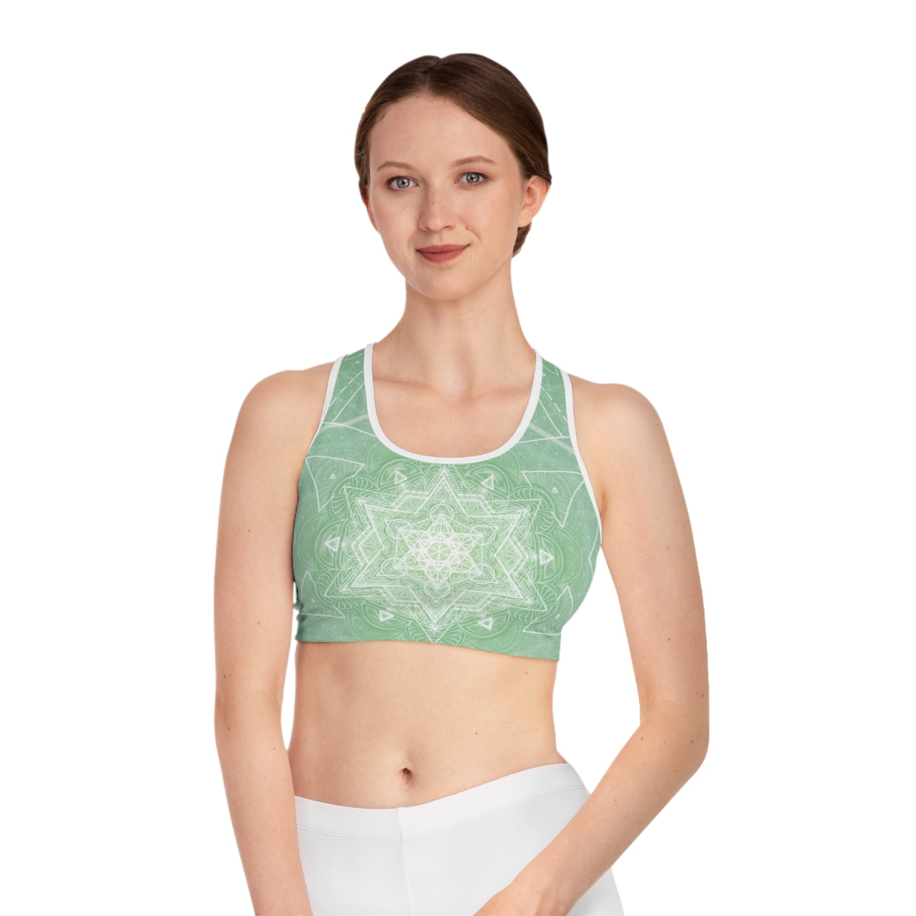 Mint Mandala Sports Bra - Yoga Top - Comfortable Activewear - Athleisure Wear