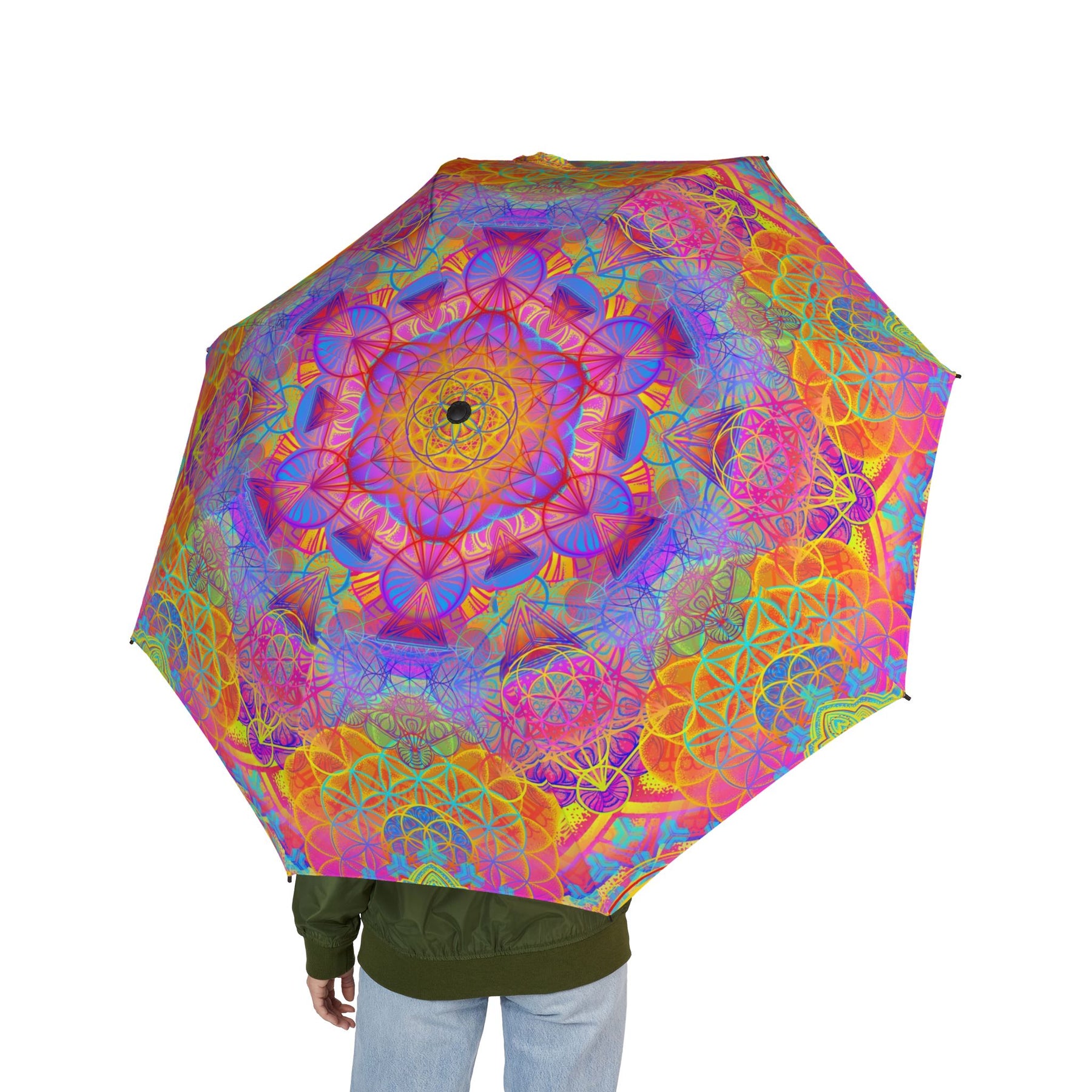 Psychedelic Mandala Automatic Foldable Umbrella