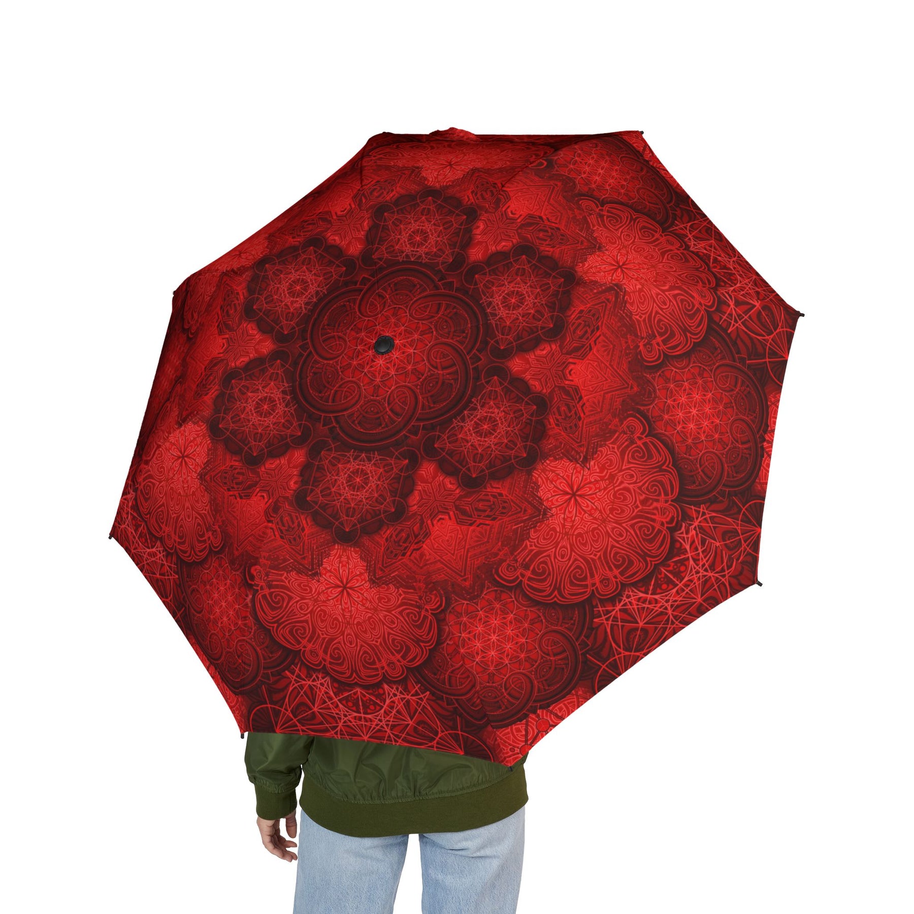 Red Mandala Automatic Foldable Umbrella