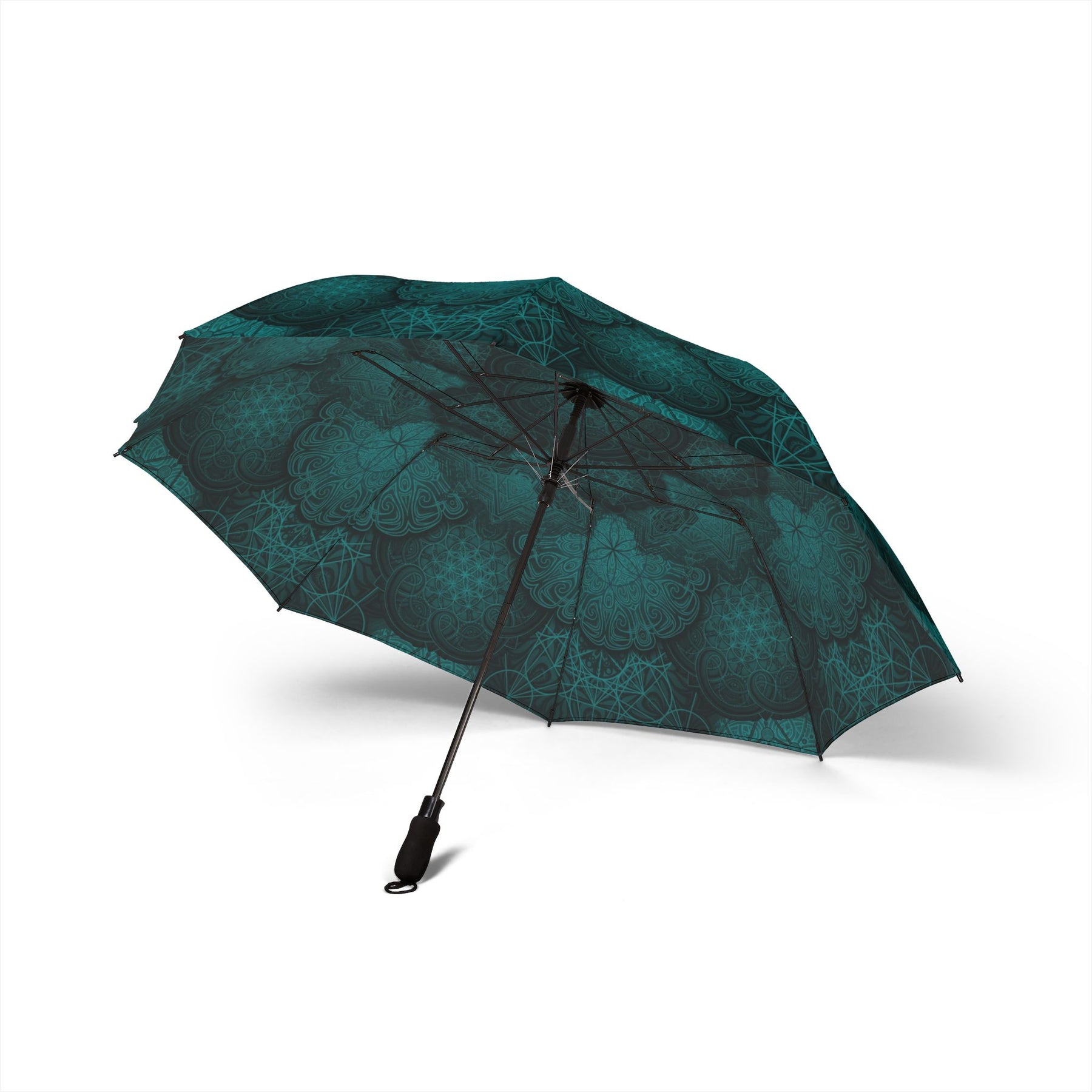 Teal Sacred Geometry Mandala Automatic Foldable Umbrella