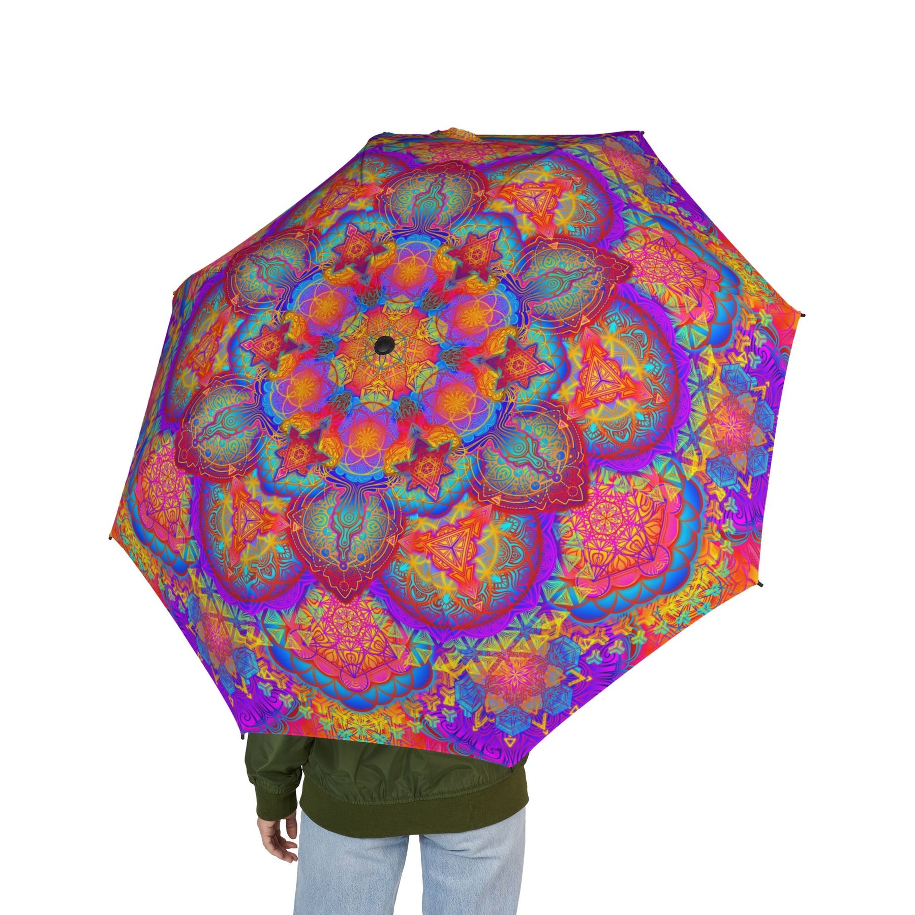 Psychedelic Mandala Automatic Foldable Umbrella