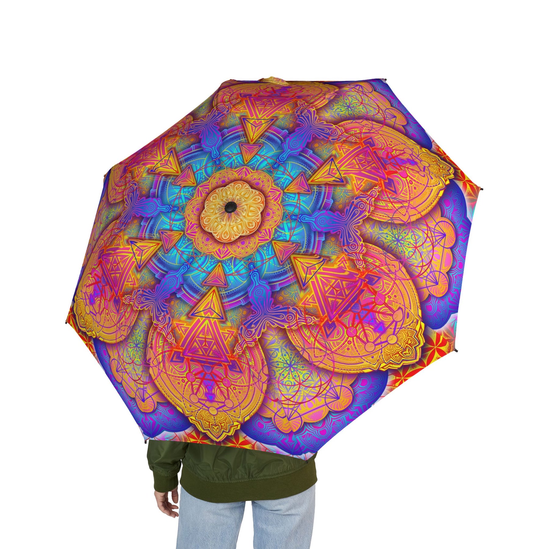 Psychedelic Mandala Automatic Foldable Umbrella