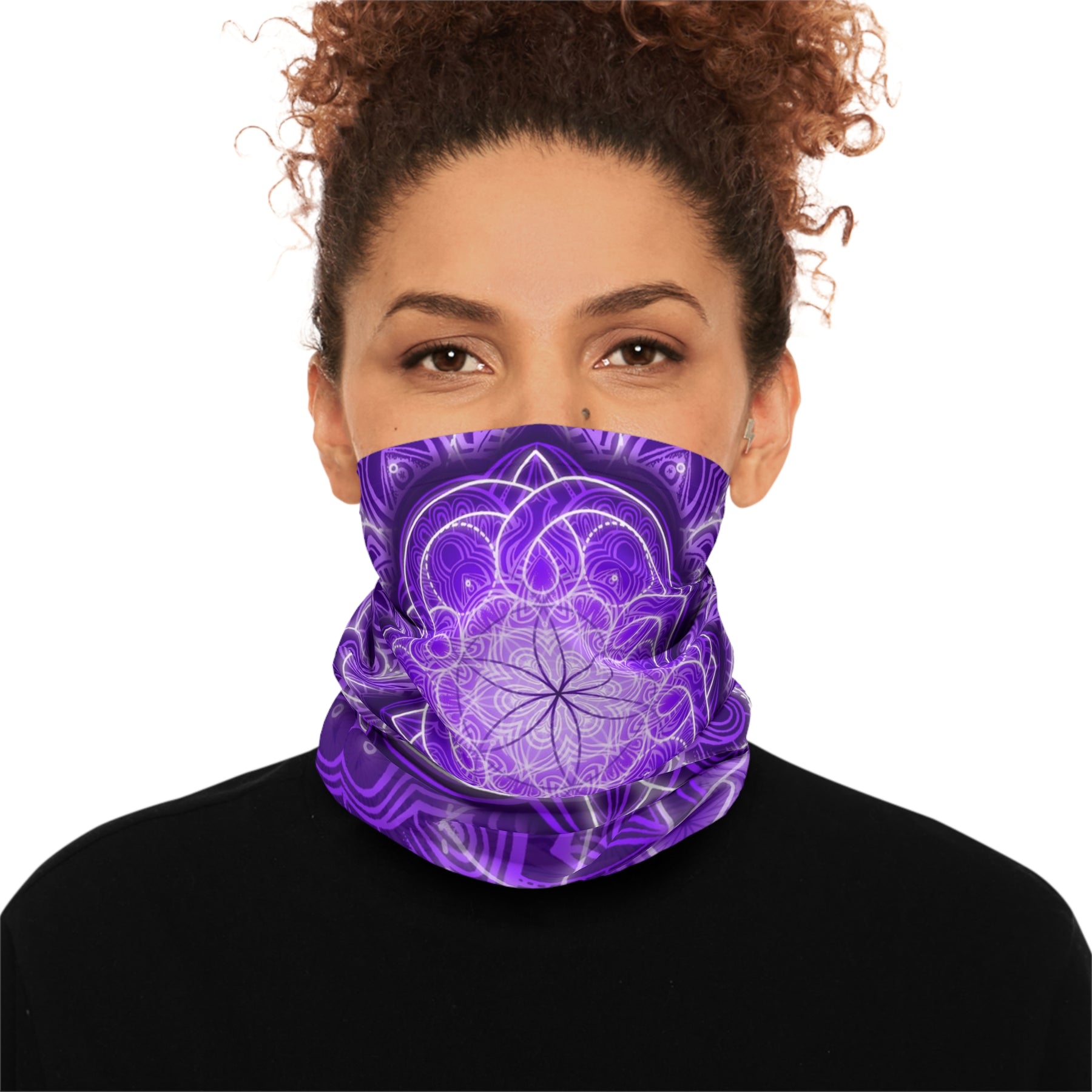 Purple flower of Life Mandala Neck Gaiter - Lightweight Stylish Face Covering for Outdoor Adventures