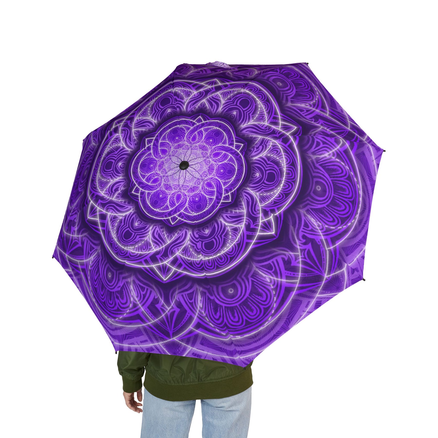 Purple Mandala Automatic Foldable Umbrella