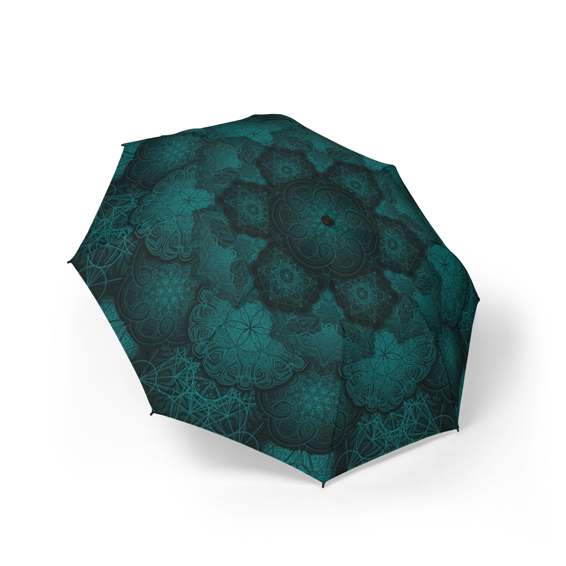 Teal Sacred Geometry Mandala Automatic Foldable Umbrella