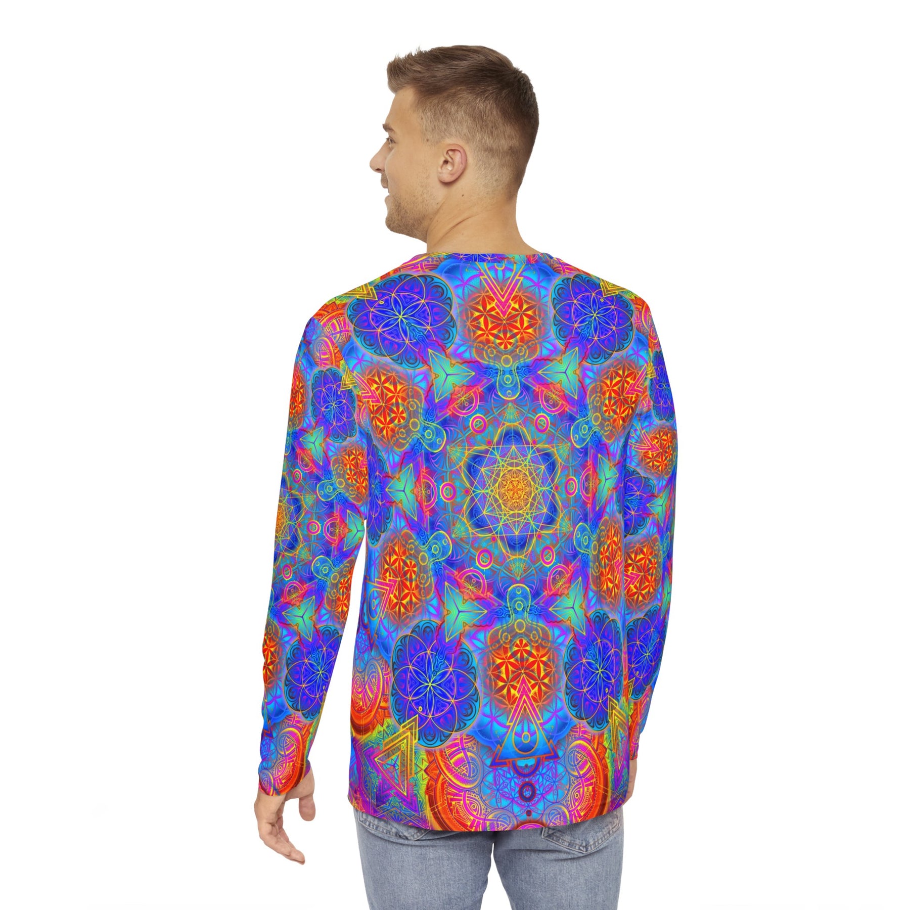 Psychedelic Mutations Cube Mandala Men's Long Sleeve Shirt