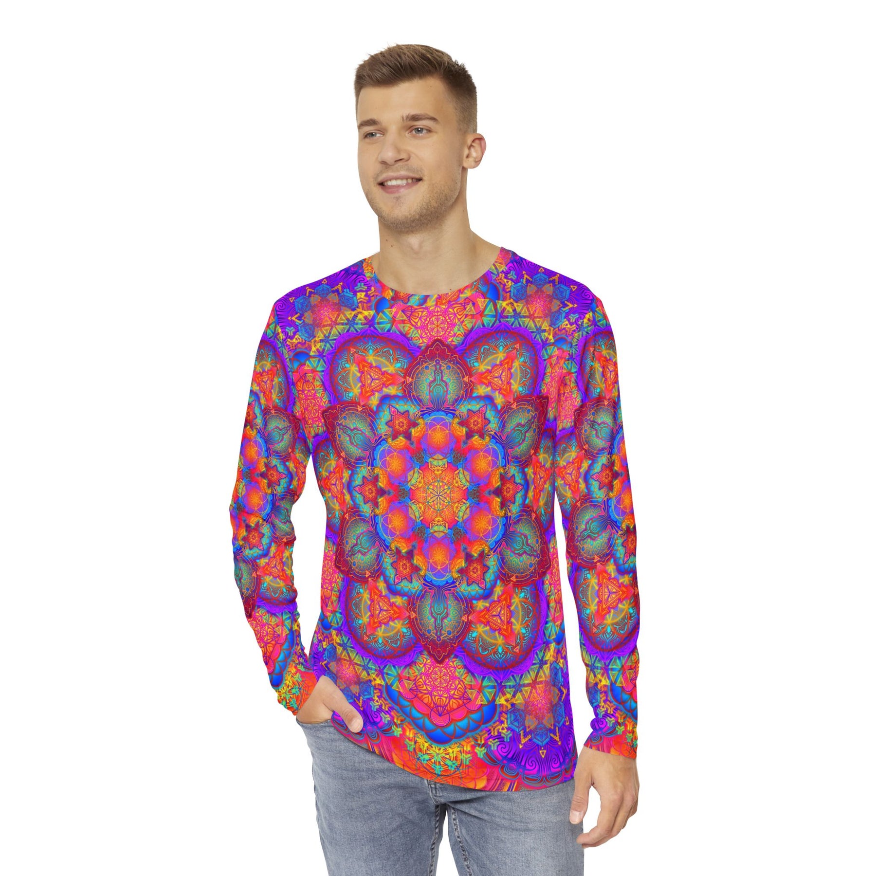 Psychedelic Mandala Men's Long Sleeve Shirt