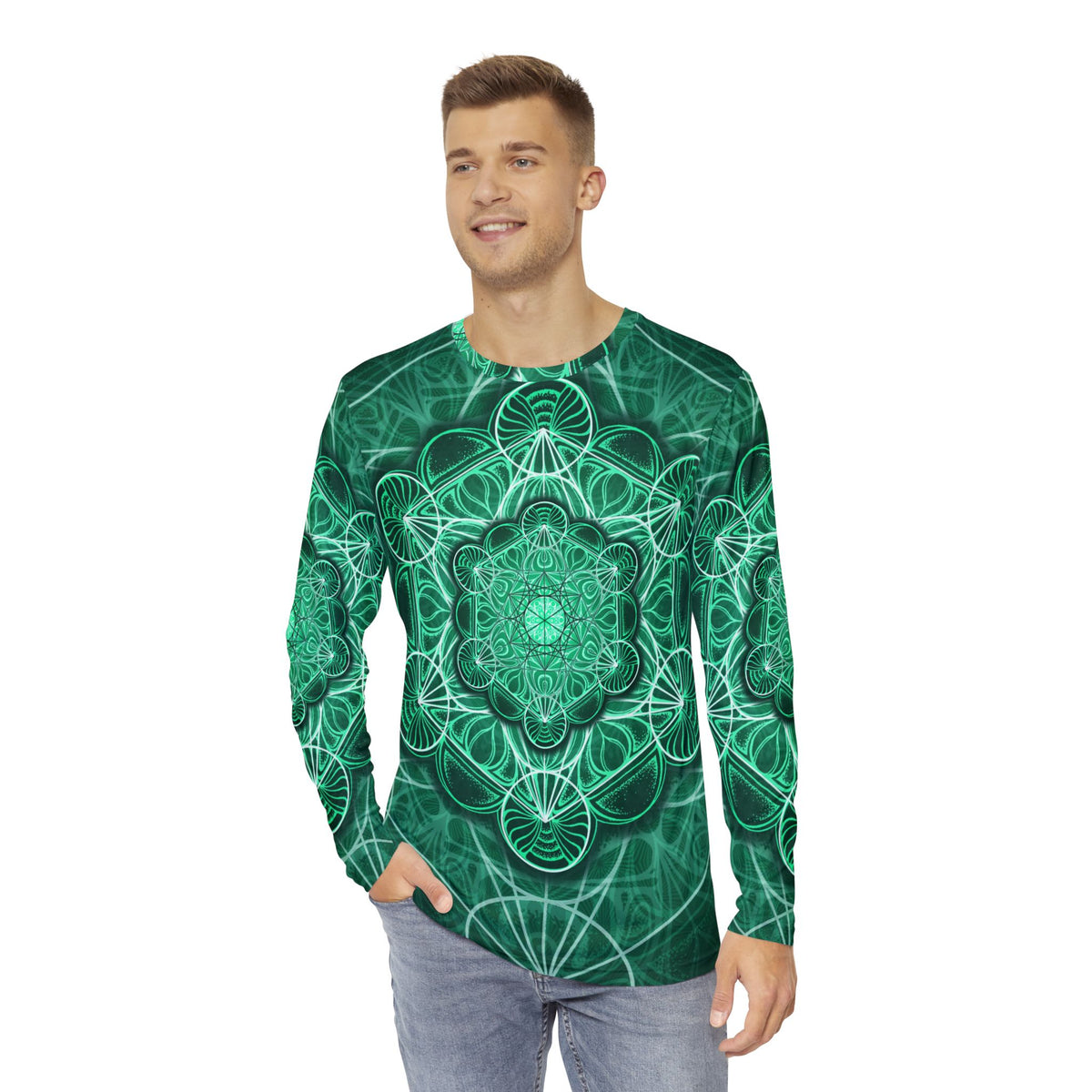 Malachite Mandala Men's Long Sleeve Shirt