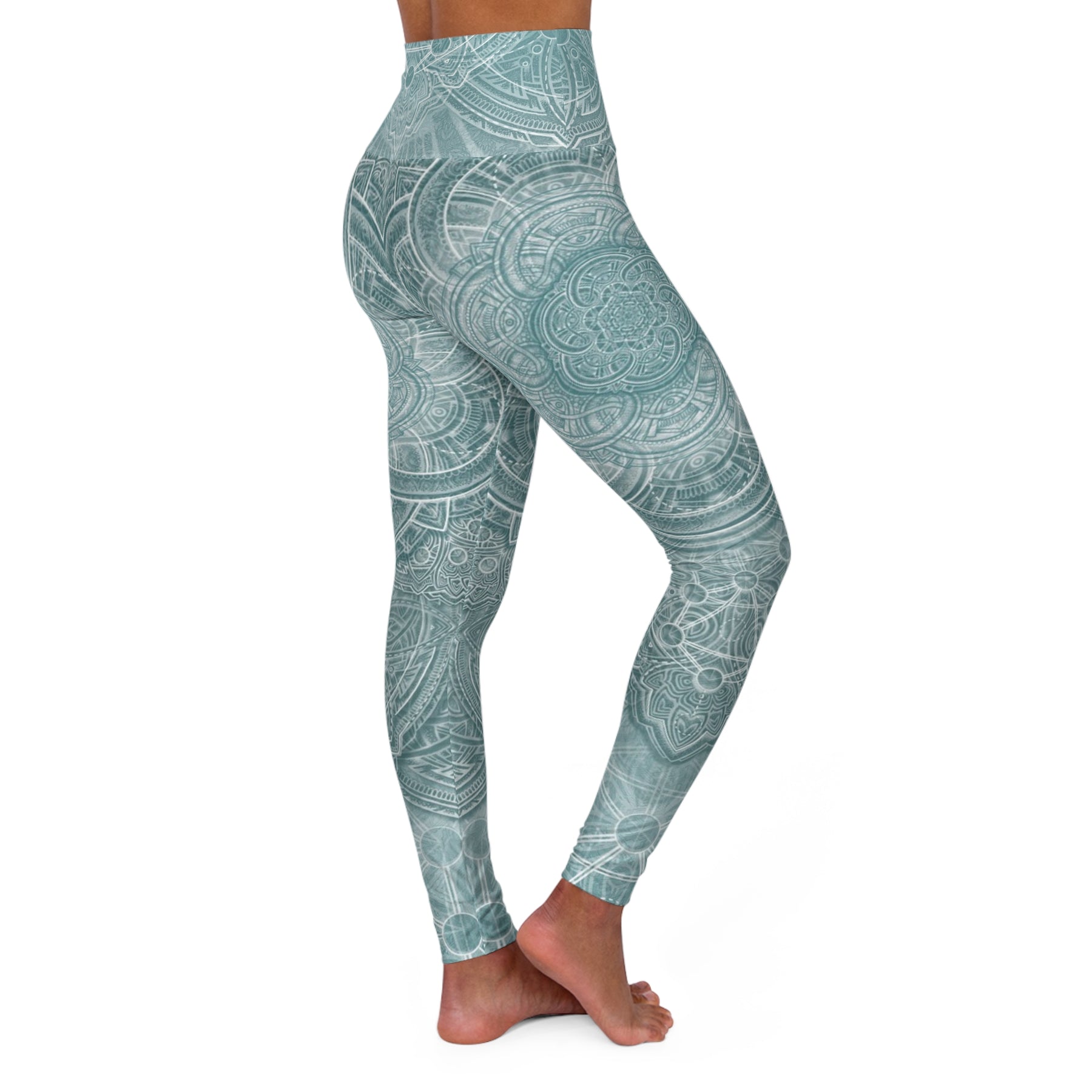 Blue Flower of Life - High Waisted Yoga Leggings