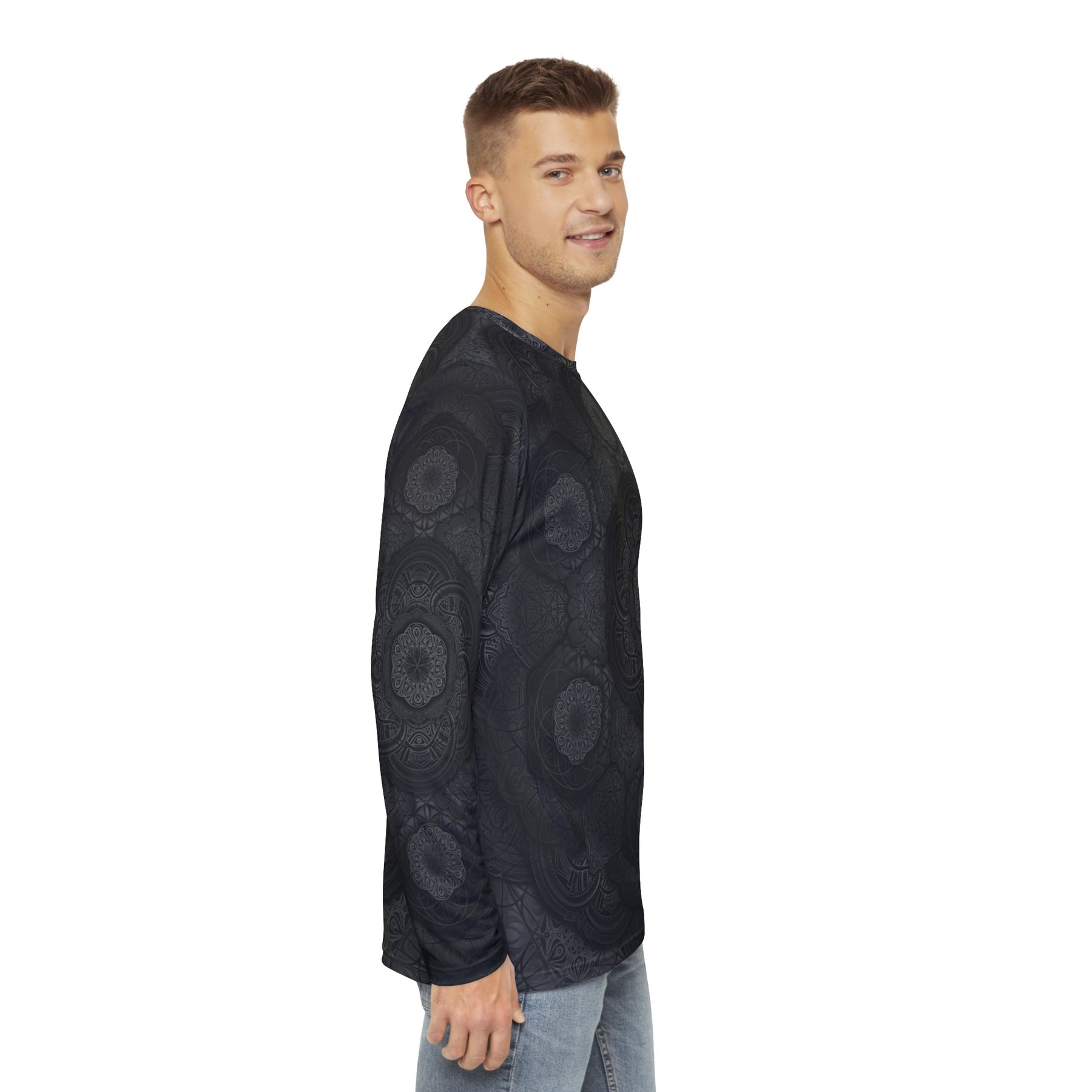 Blackout Mandala Men's Long Sleeve Shirt