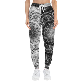 Black and White Flower of Life Joggers