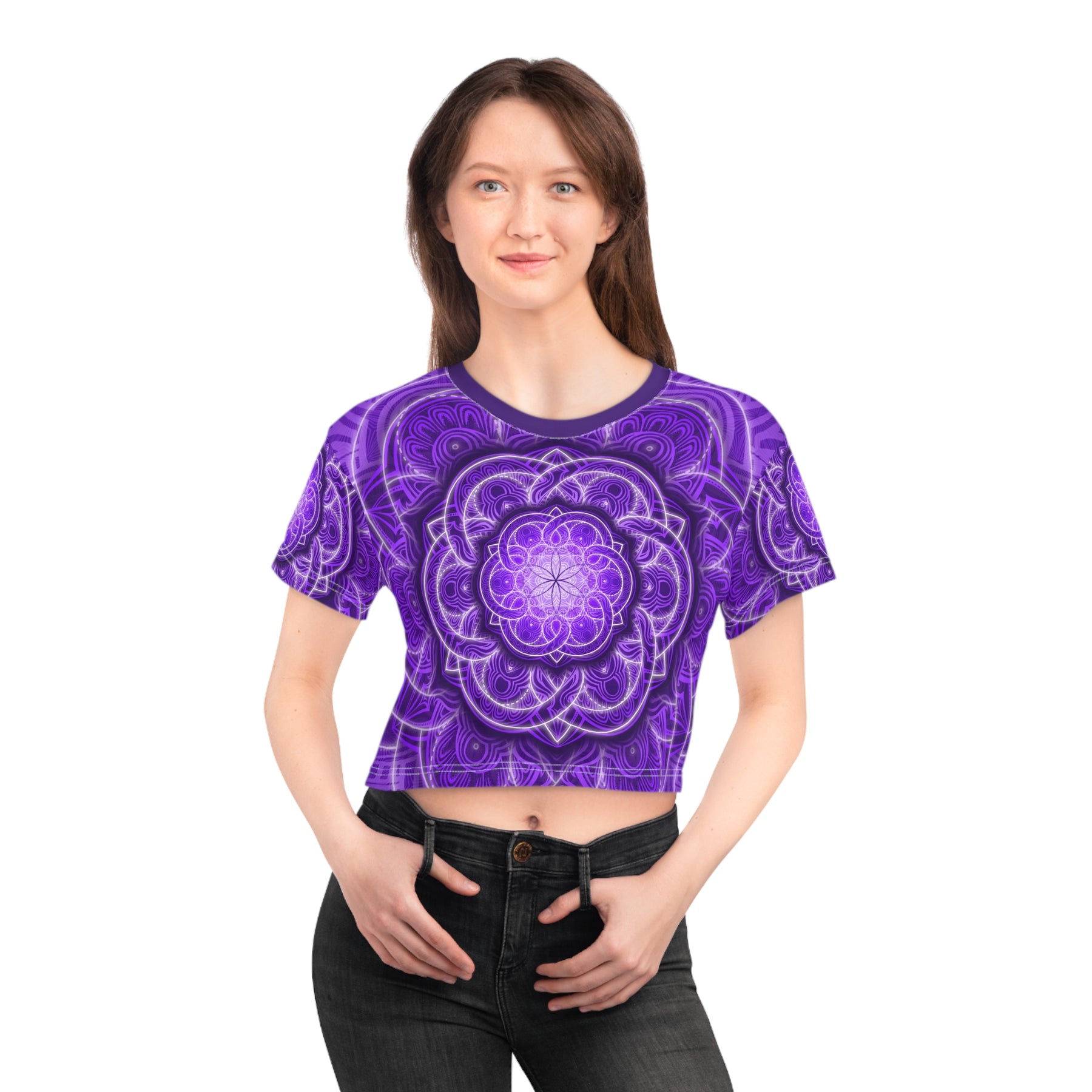 Purple Flower of Life Crop Tee