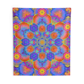 Psychedelic Metatron's Cube Mandala Wall Tapestry