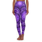 Purple Flower of Life High Waisted Yoga Leggings