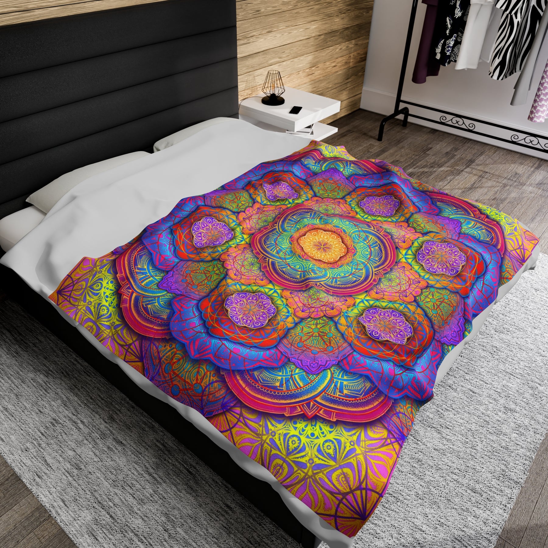 Psychedelic Mandala - Velveteen Plush Blanket