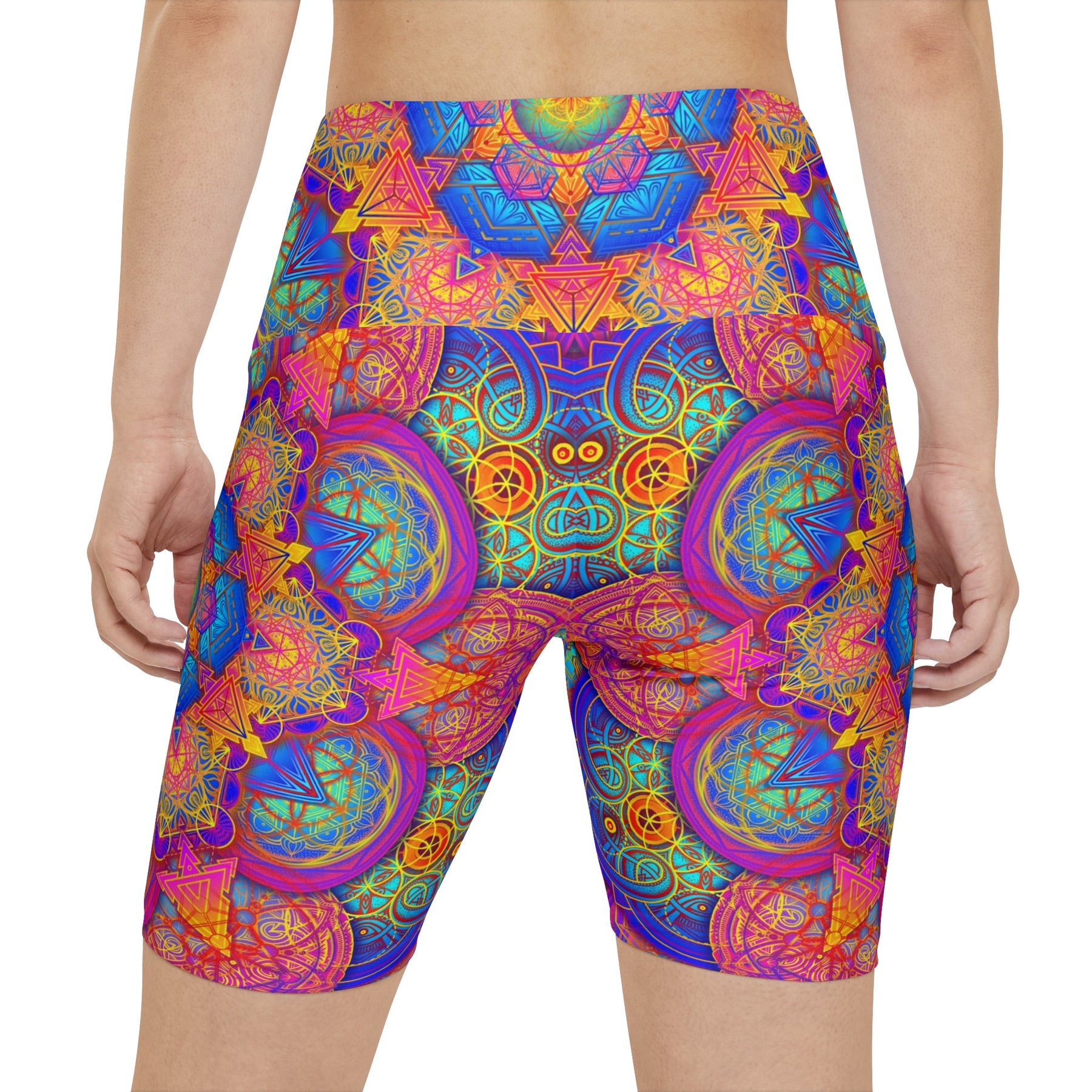 Psychedelic Metatrons Cube Mandala Workout Shorts