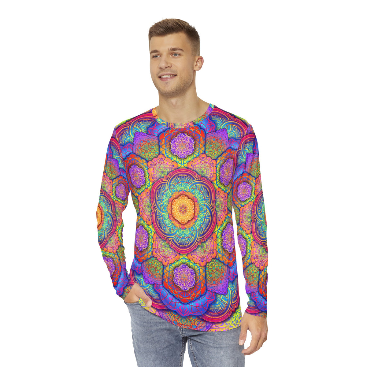 Psychedelic Mandala Men's Long Sleeve Shirt