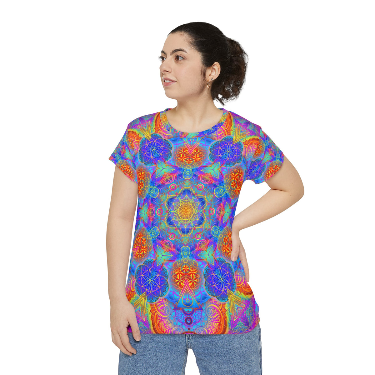 Psychedelic Metatron's Cube Mandala - Women's Short Sleeve Shirt