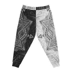 Black and White Star Tetrahedron Athletic Joggers