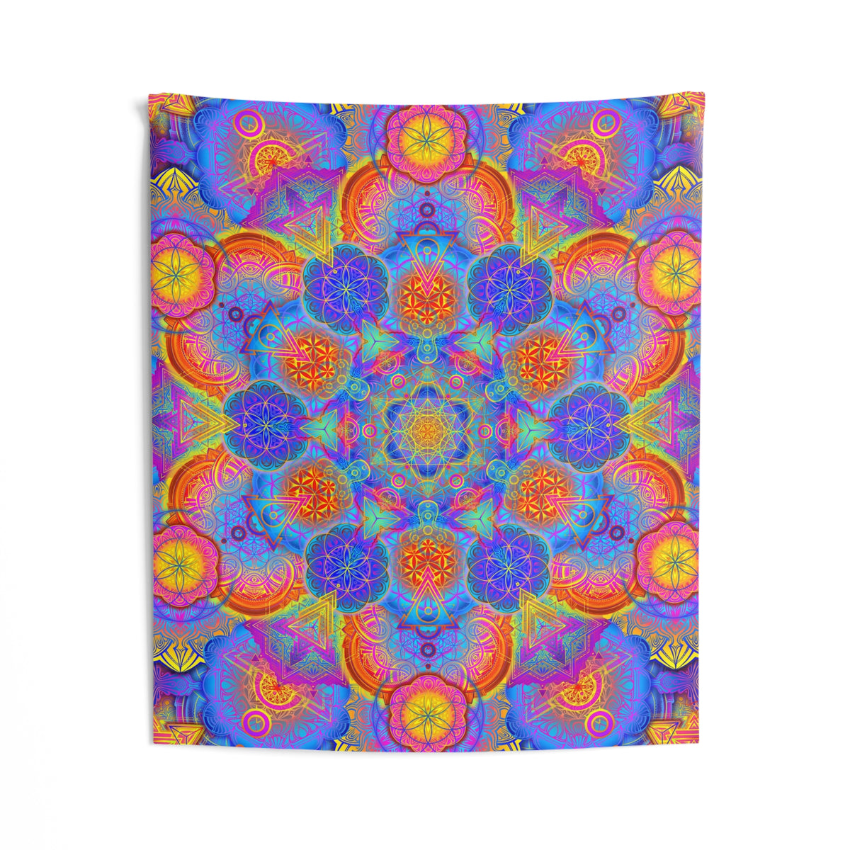 Psychedelic Metatron's Cube Mandala Wall Tapestry