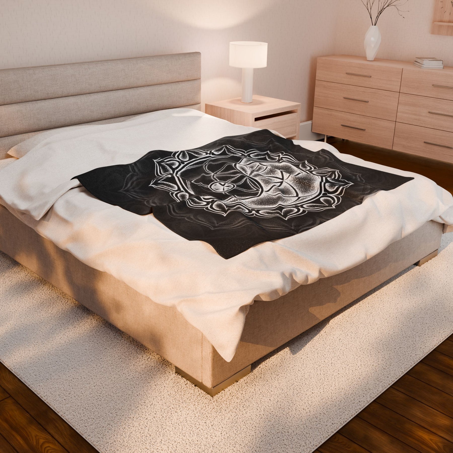 Seed of Life Yin Yang Velveteen Plush Blanket