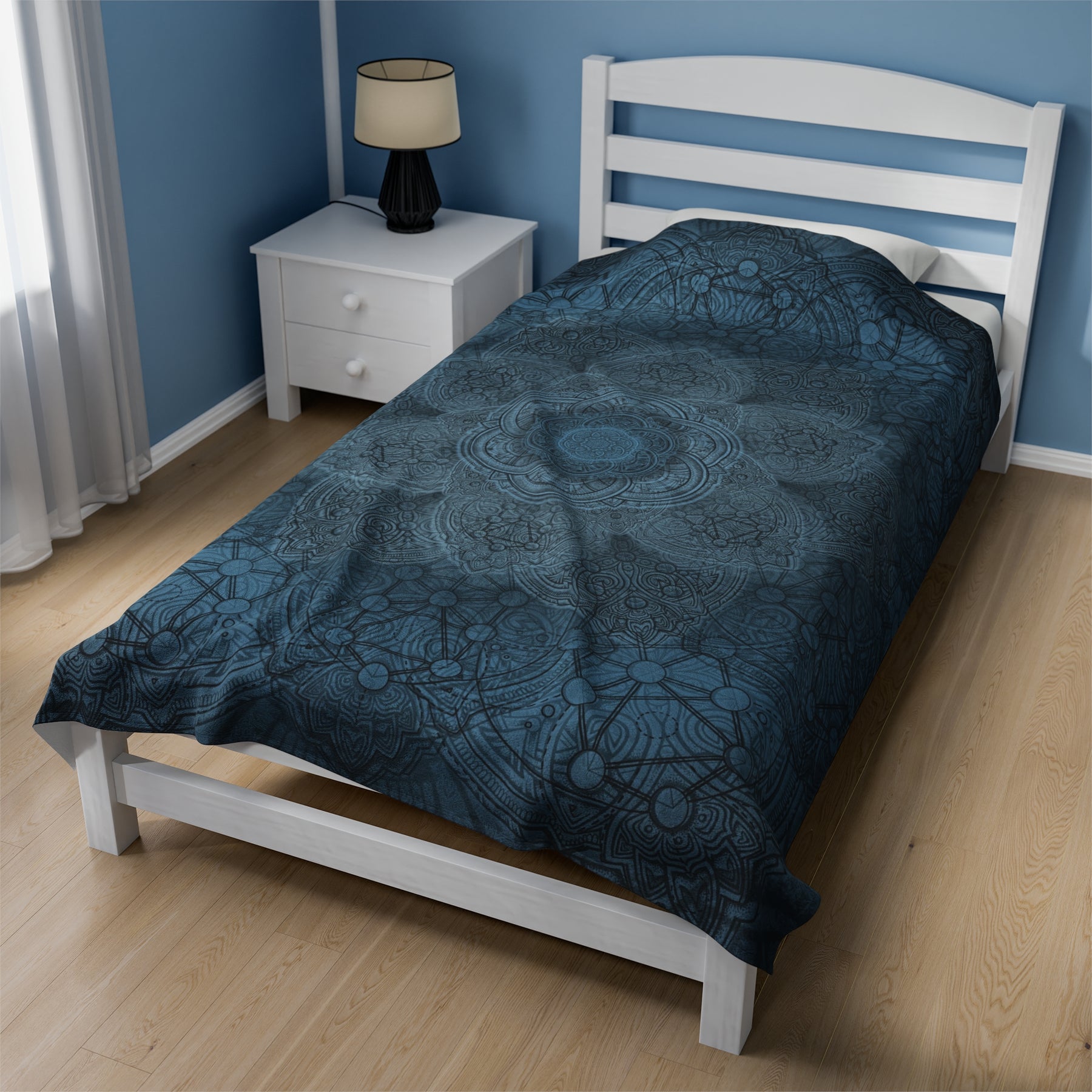 Blue Flower of Life - Velveteen Plush Blanket