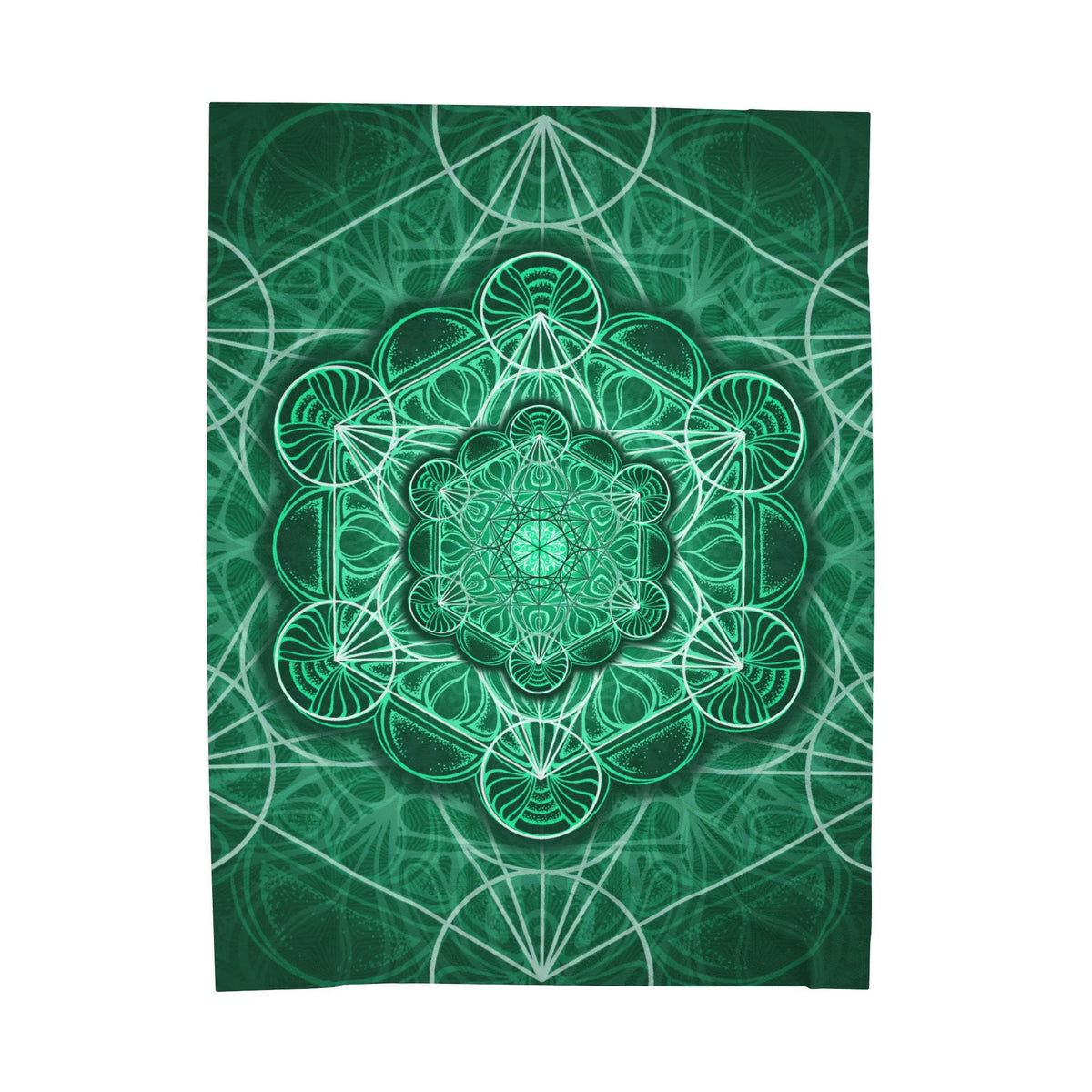 Green Metatrons Cube Velveteen Plush Blanket