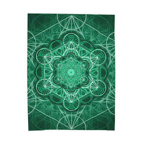 Green Metatrons Cube Velveteen Plush Blanket