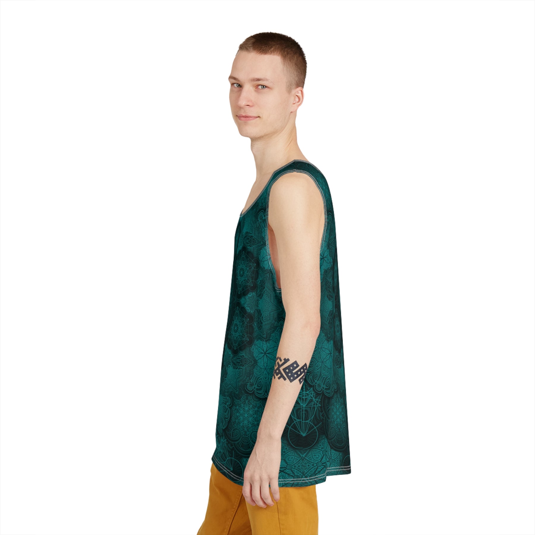 Teal Sacred Geometry Mandala Men's Tank
