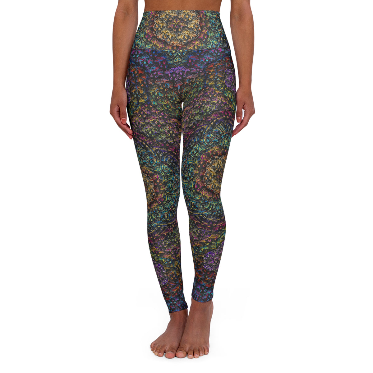 Mushroom Mandala - High Waisted Yoga Leggings