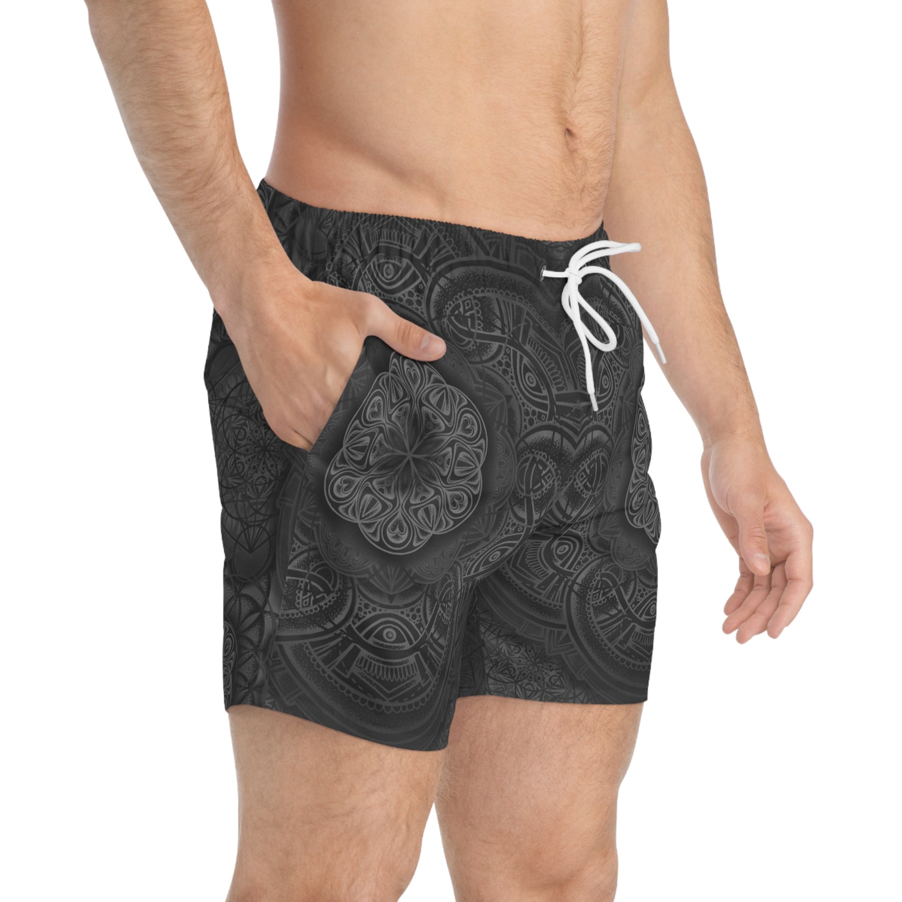 Blackout Mandala Swim Trunks