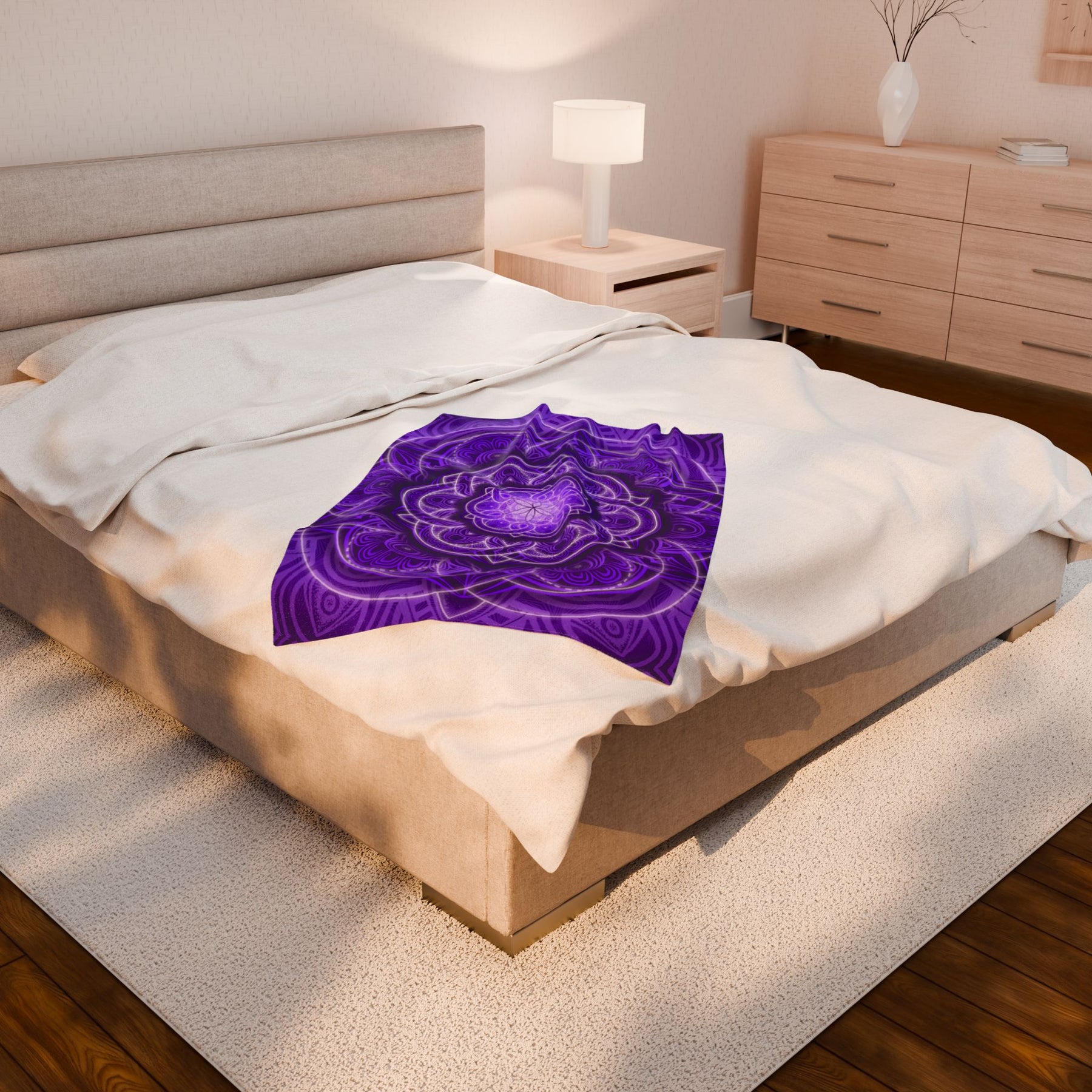 Purple Flower of Life Mandala Velveteen Plush Blanket