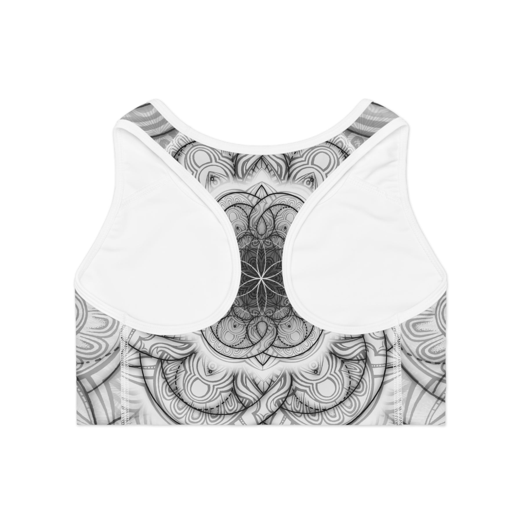 White Flower of Life Mandala Sports Bra
