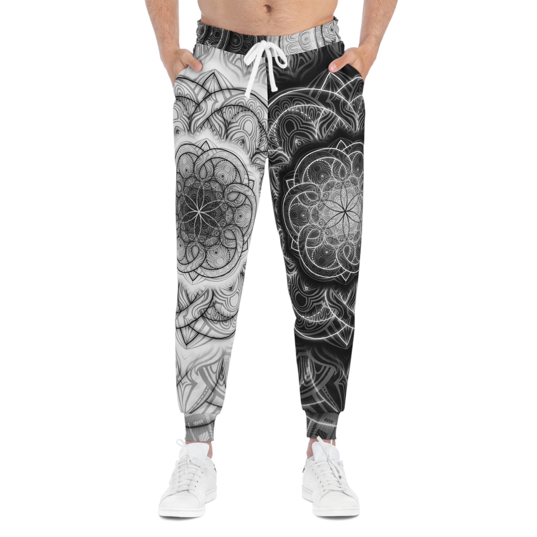 Black and White Flower of Life Joggers