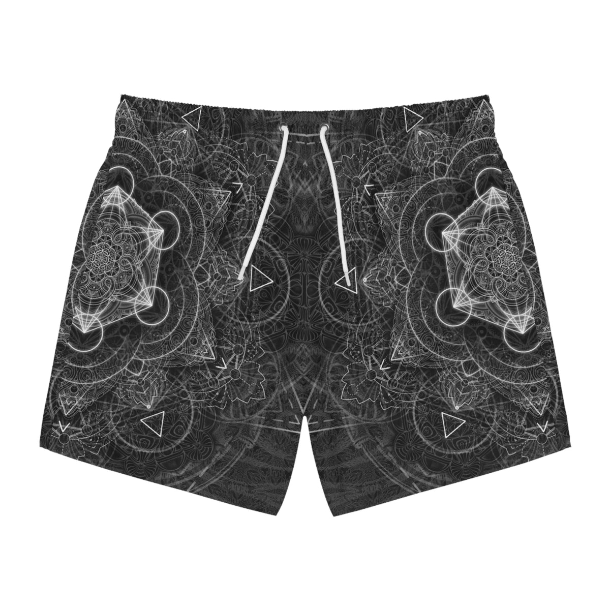 Black and White Mandala Swim Trunks