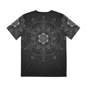 Black and White Sacred Geometry  Mandala - Men's Polyester Tee