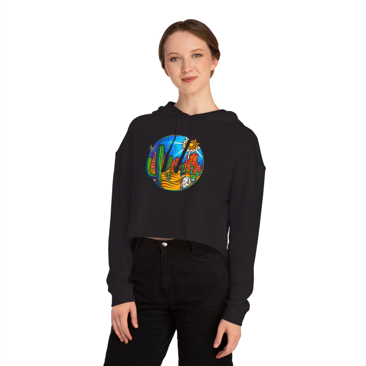 Desert Cactus - Women’s Cropped Hooded Sweatshirt