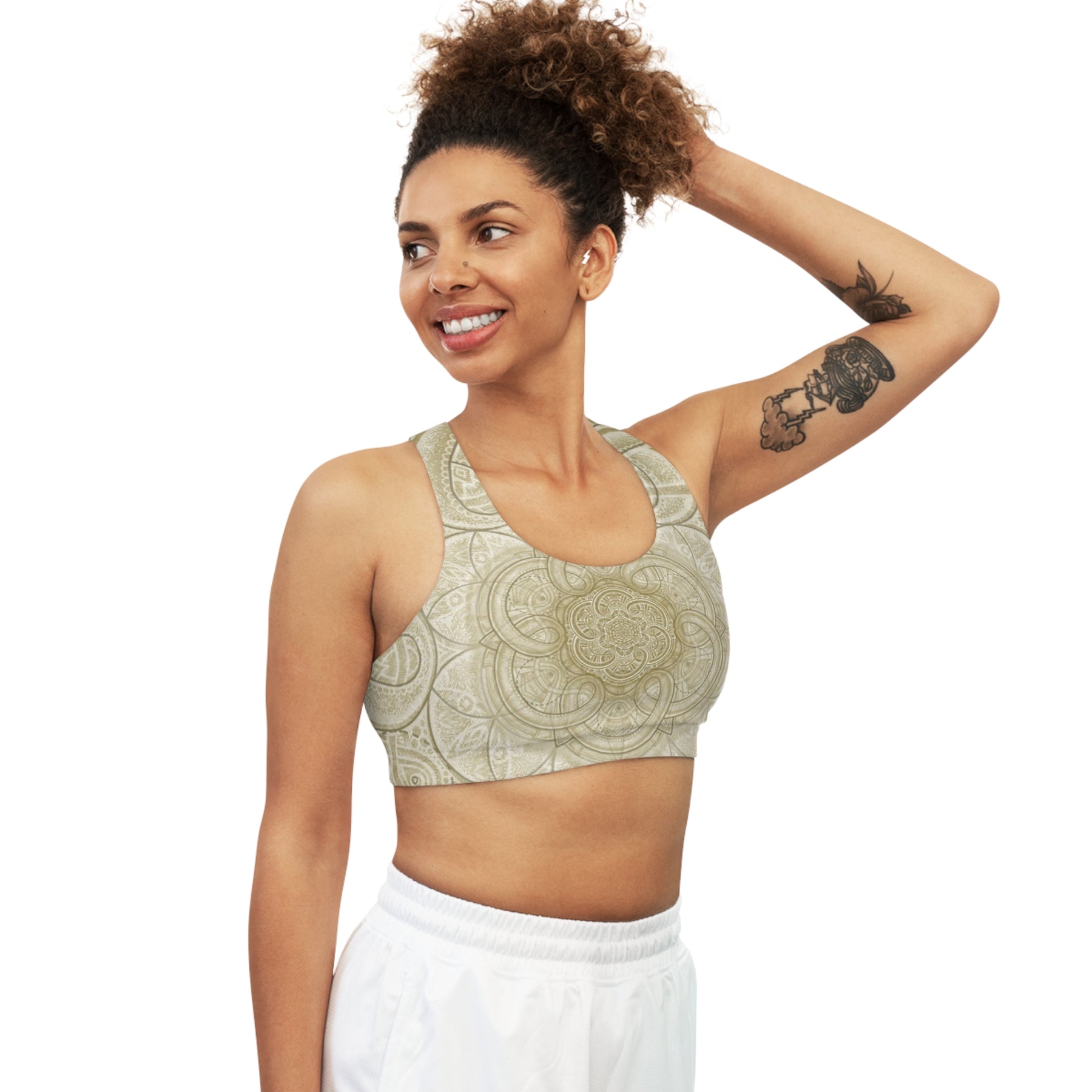 Earth Tone Flower of Life Seamless Sports Bra