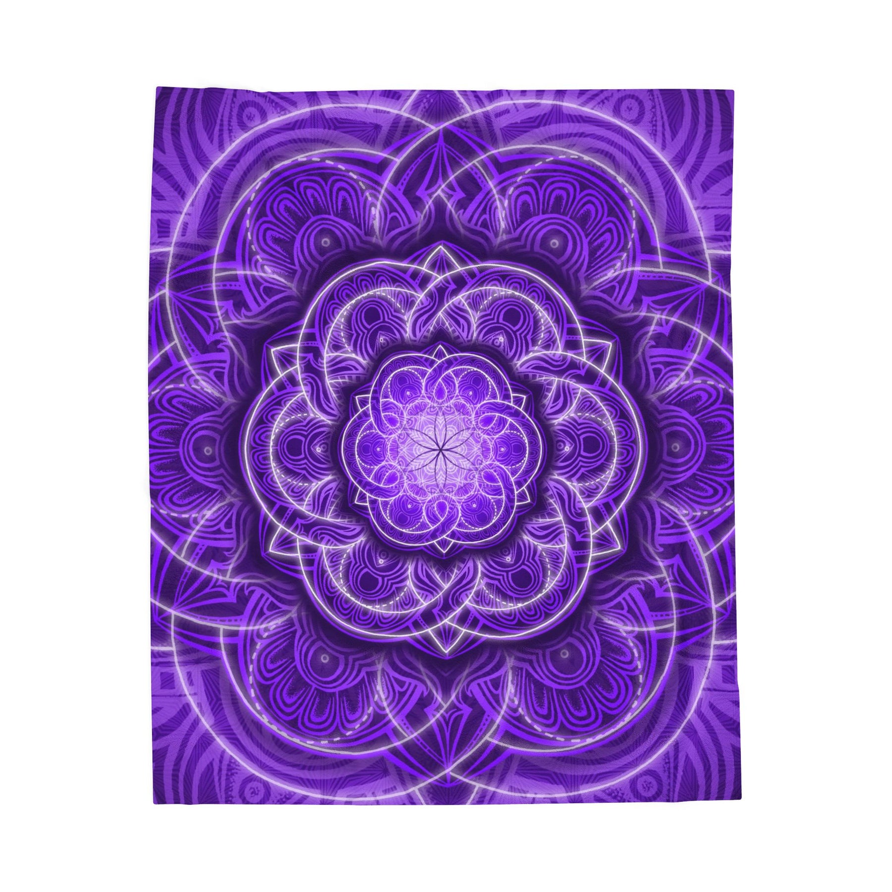 Purple Flower of Life Mandala Velveteen Plush Blanket