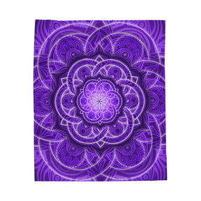 Purple Flower of Life Mandala Velveteen Plush Blanket