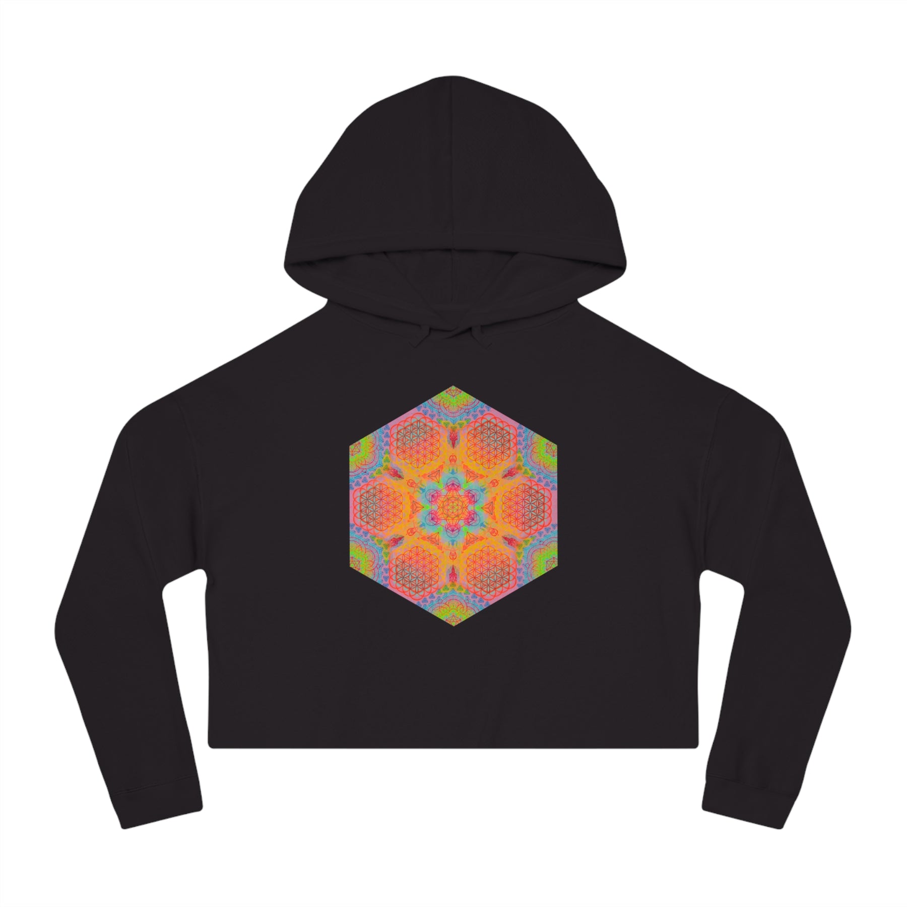 Psychedelic Mandala - Women’s Cropped Hooded Sweatshirt