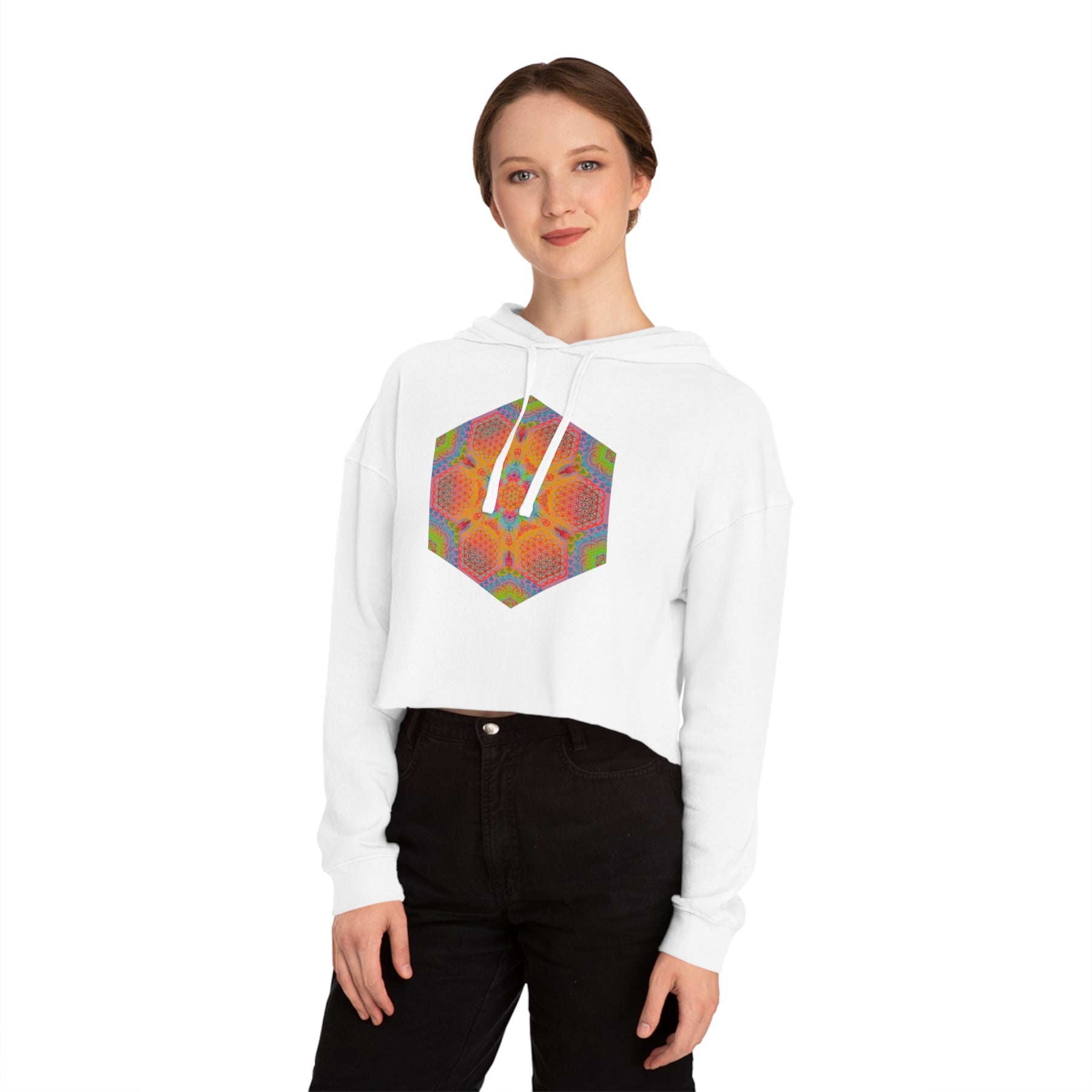 Psychedelic Mandala - Women’s Cropped Hooded Sweatshirt