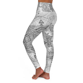 White Star Tetrahedron - Mandala High Waisted Yoga Leggings