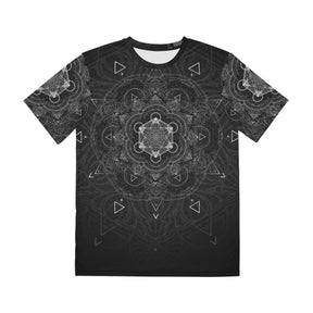 Black and White Sacred Geometry  Mandala - Men's Polyester Tee