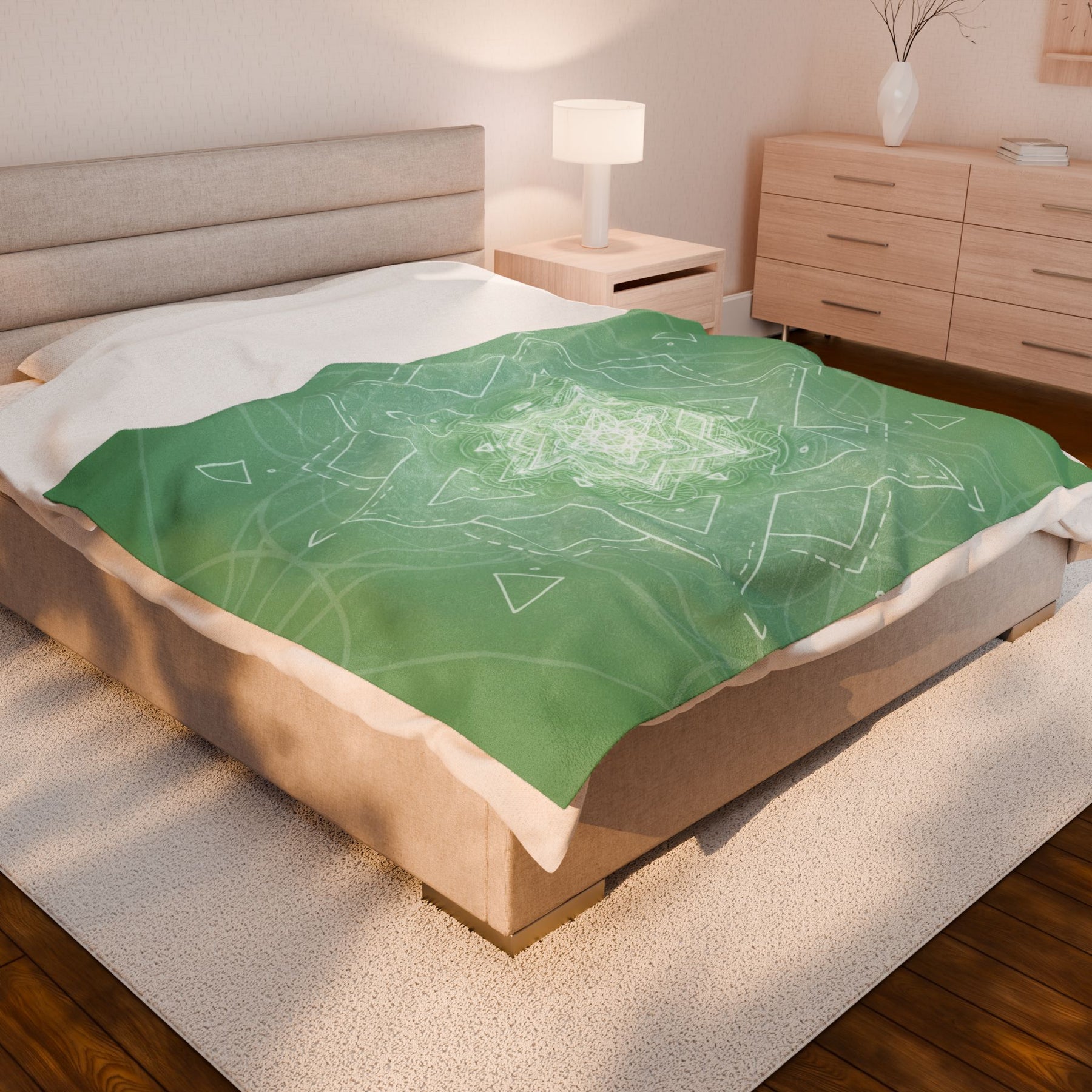 Mint Mandala Velveteen Plush Blanket